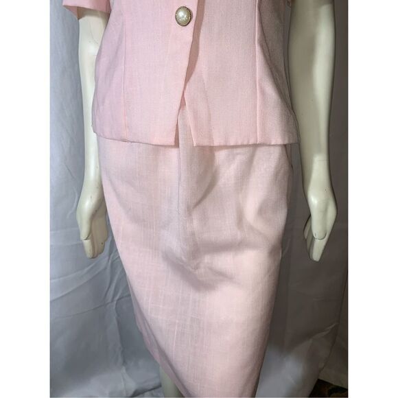 Vintage Pink Puff Sleeve Skirt Set 10P - Picture 2 of 11